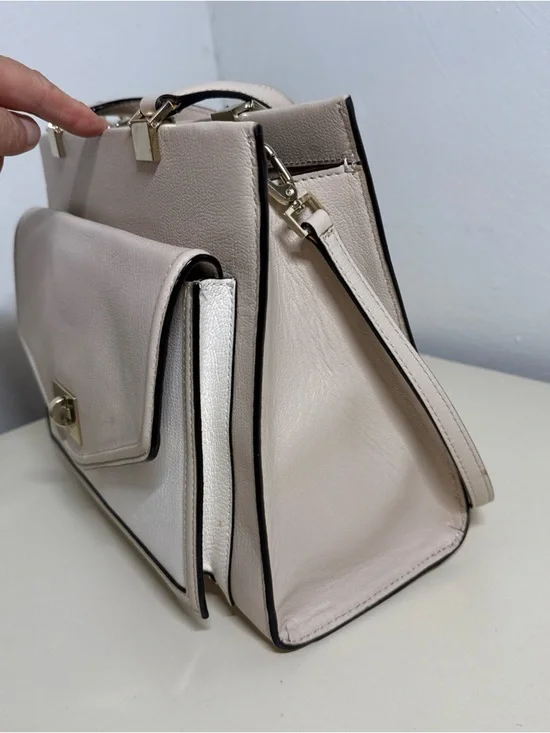 Kate Spade Cream White Pebbled Leather Satchel Crossbody Bag Gold Hardware - Picture 7 of 16